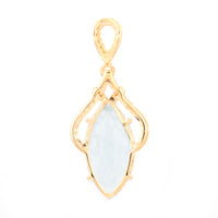 3.09 Ct Marquise Mixed Cut Natural Aquamarine 14K Gold Pendant