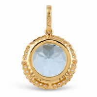 4.33 Ct Round Blue Topaz 9K Gold Pendant