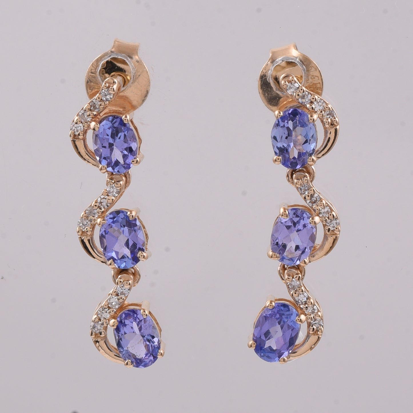 1.03 Ct Oval Natural Tanzanite 14K Gold Earrings