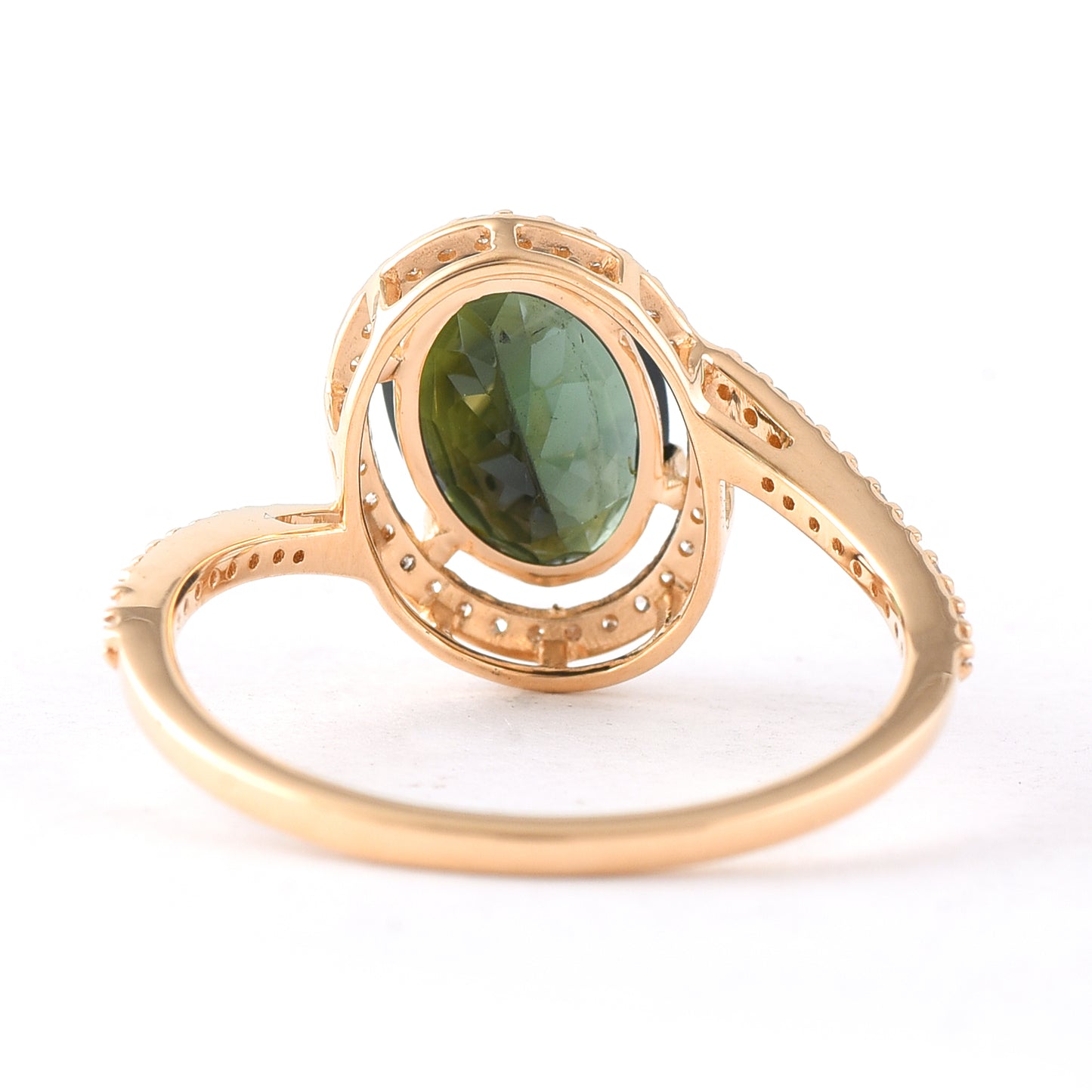2.09 Ct Oval Mixed Cut Natural Green Tourmaline 14K Gold Ring