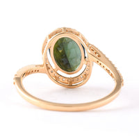 2.09 Ct Oval Mixed Cut Natural Green Tourmaline 14K Gold Ring