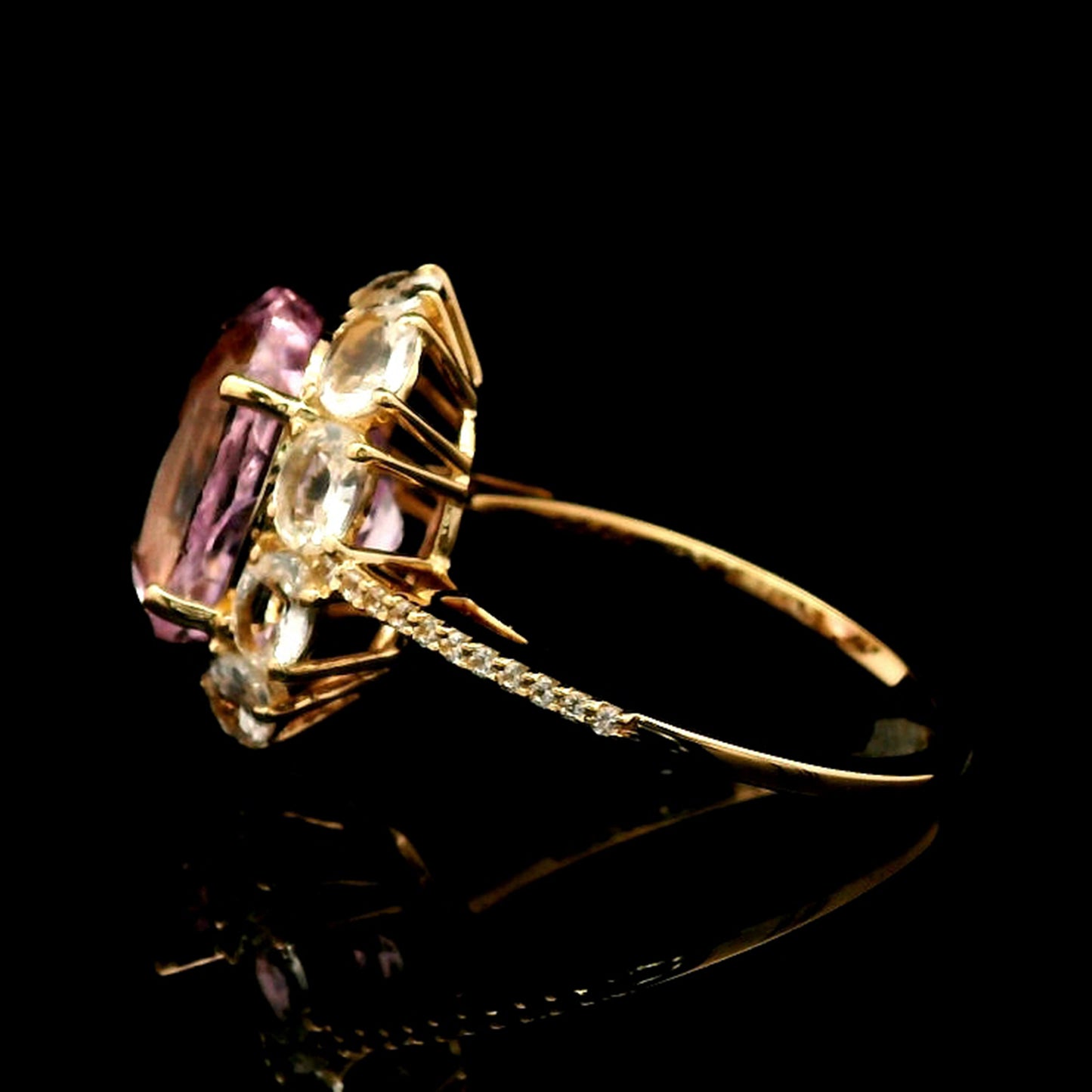 8.01 Ct Oval Kunzite 14K Gold Ring