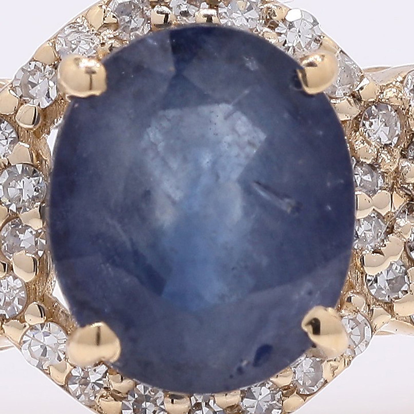 1.74 Ct Oval Mixed Cut Natural Sapphire 14K Gold Ring