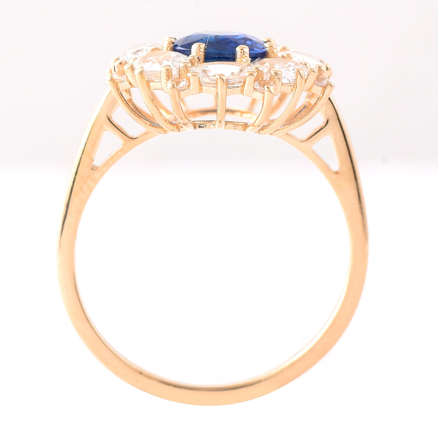 3.23 Ct Oval Mixed Cut Natural Sapphire 14K Gold Ring