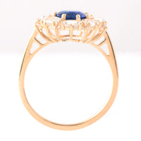 3.23 Ct Oval Mixed Cut Natural Sapphire 14K Gold Ring