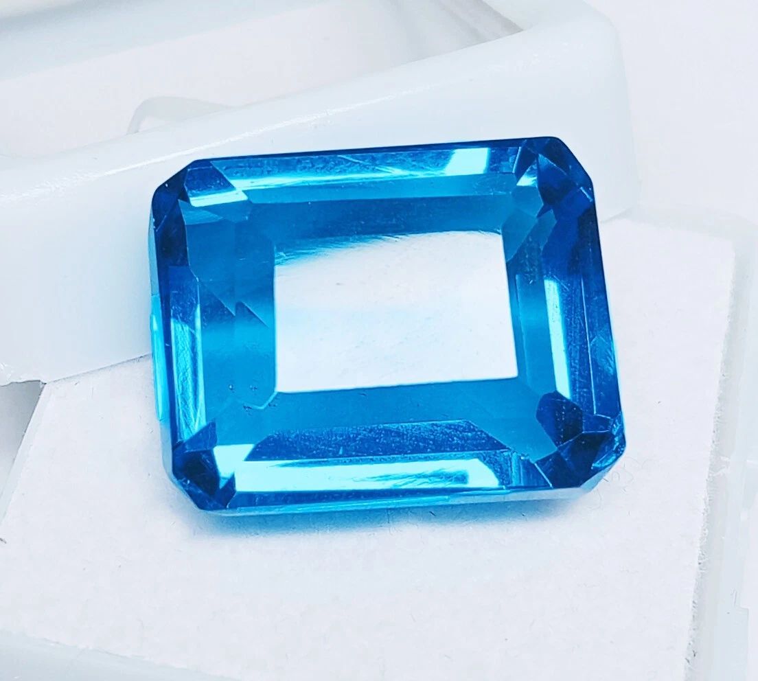 32.20 Carats London Blue Topaz Rectangle Loose Gemstone