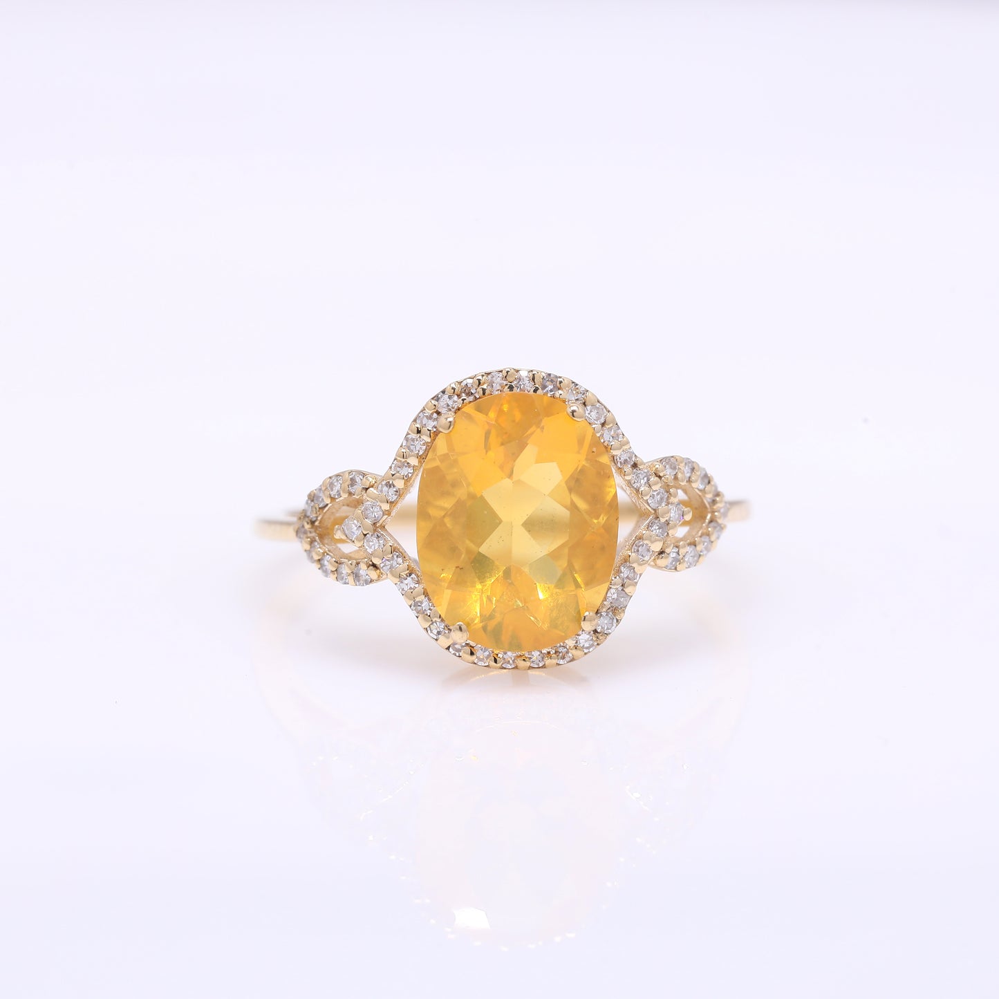 1.86 Ct Oval Mixed Cut Natural Fire Opal 14K Gold Ring