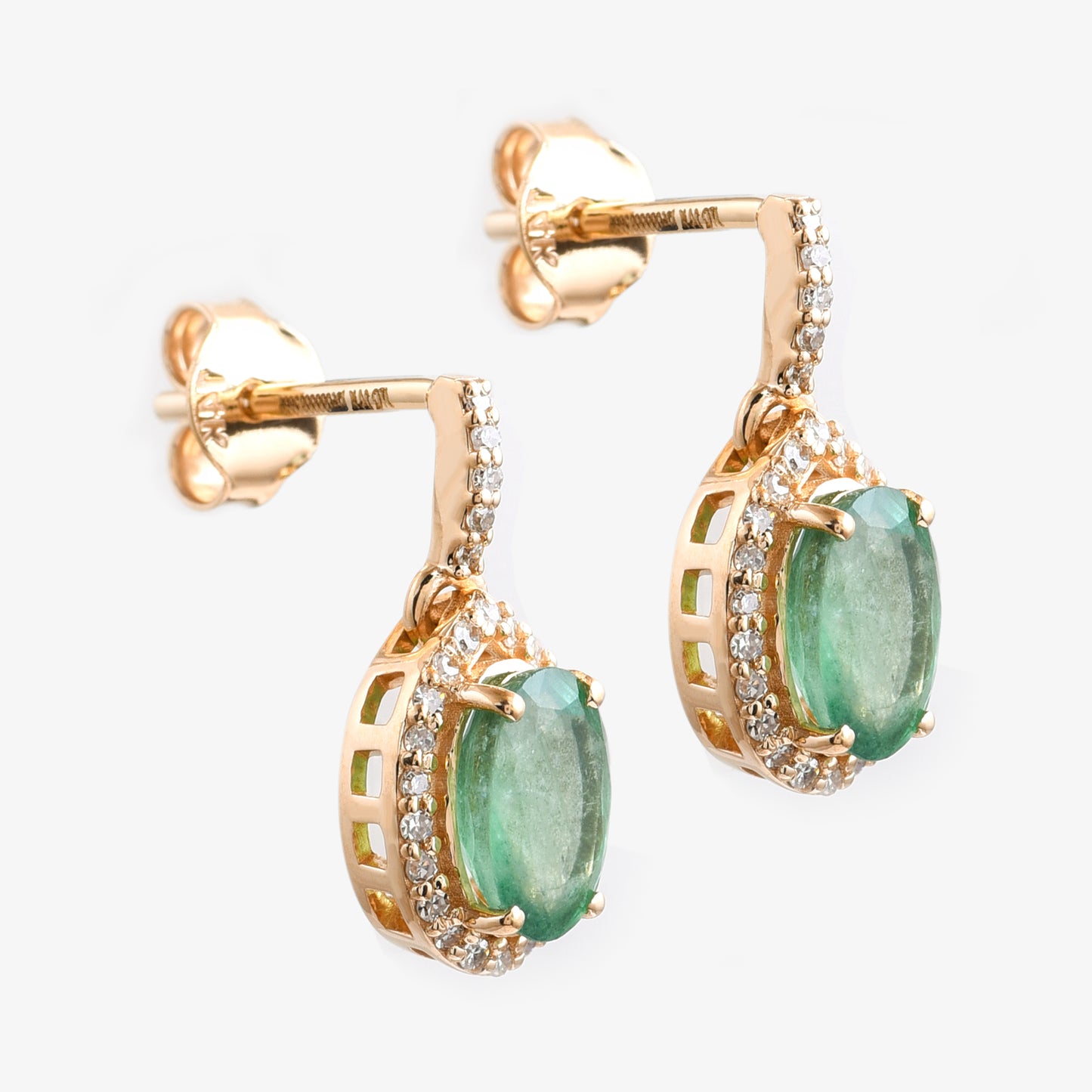 1.76 Ct Oval Emerald 14K Gold Earrings