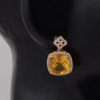 4.47 Ct Cushion B.R Fire Opal 9K Gold Earrings