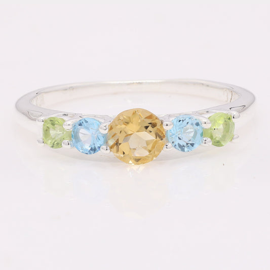 1.16 Ct Round Citrine 925 Silver Ring
