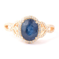 2.49 Ct Oval Mixed Cut Natural Sapphire 14K Gold Ring