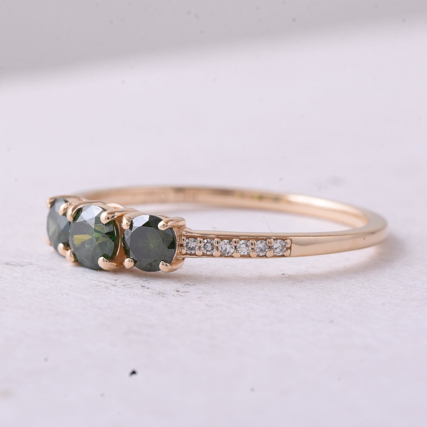 0.55 Ct Round Green Diamond 14K Gold Ring