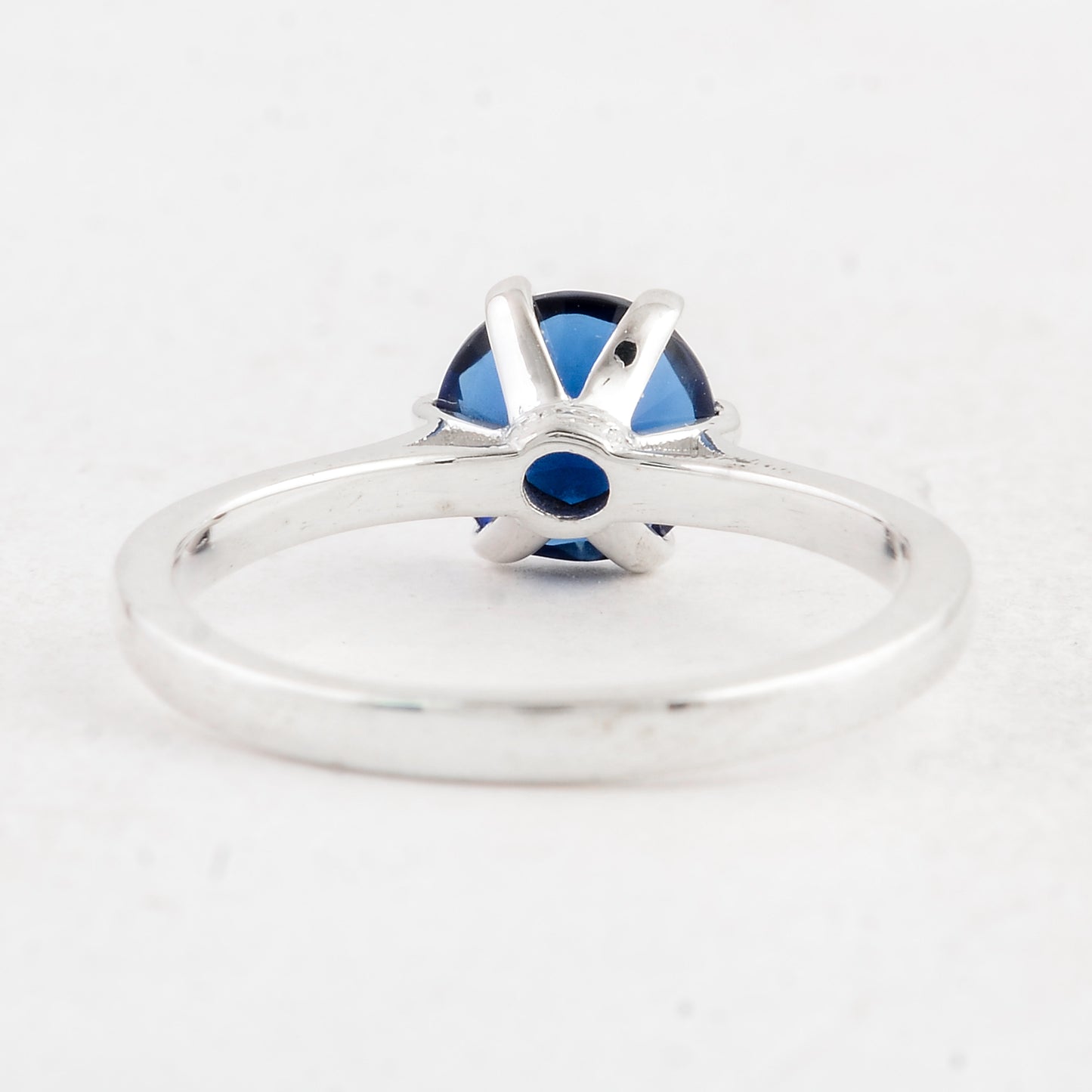 1.05 Ct Round Created Glass Sapphire 925 Sterling Silver Ring