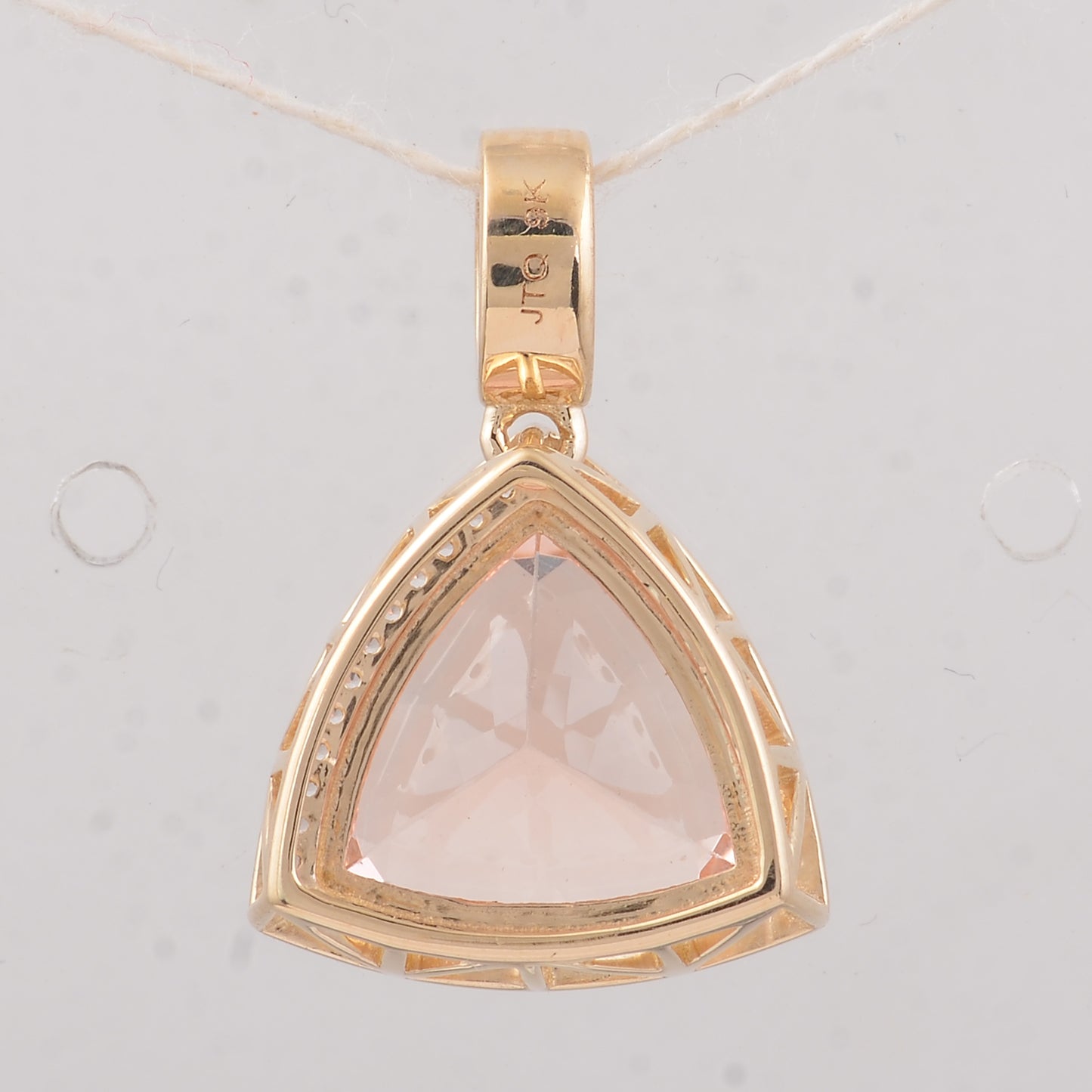 4.03 Ct Trillion Morganite 9K Gold Pendant
