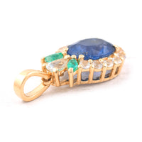 2.50 Ct Oval Mixed Cut Natural Sapphire 14K Gold Pendant