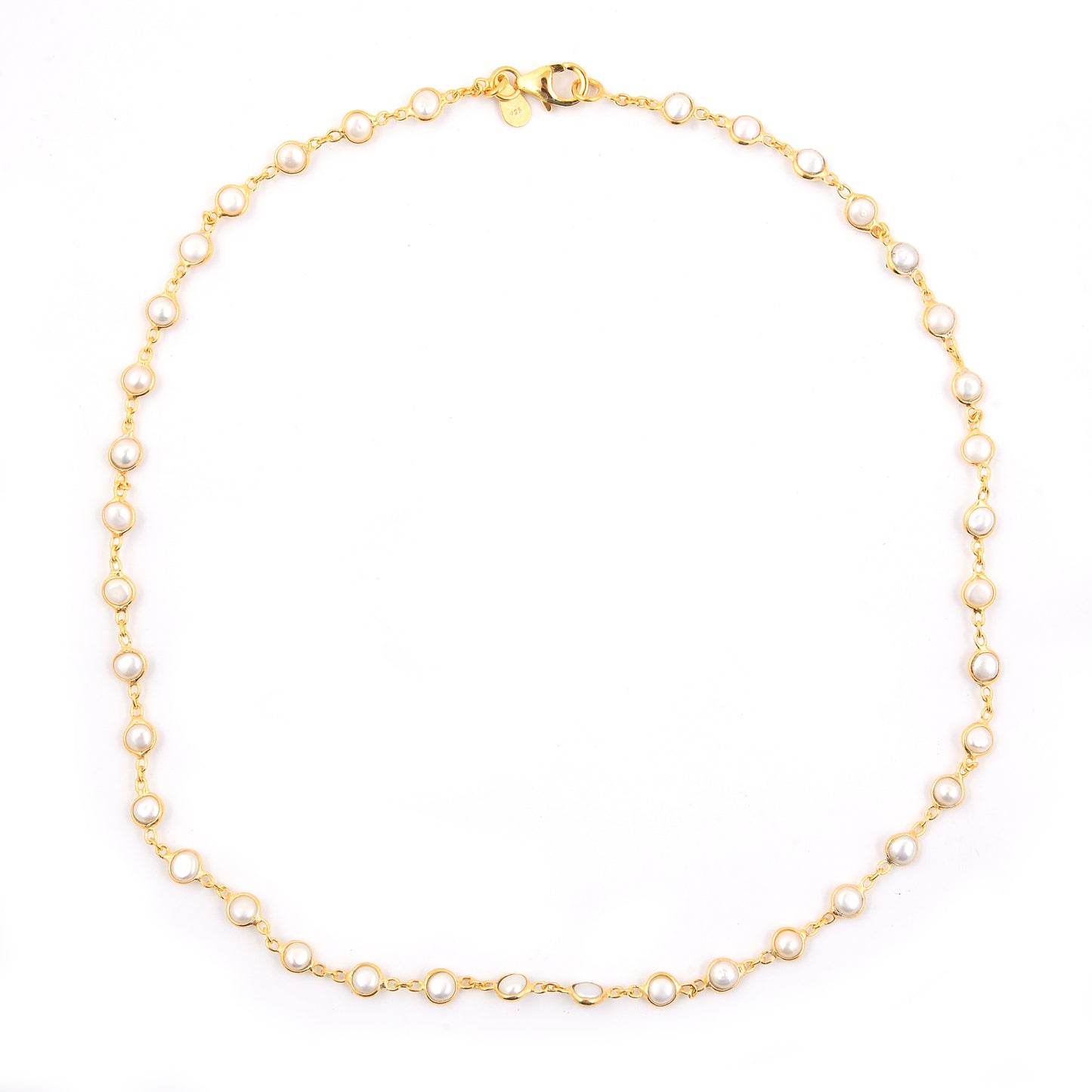 12.73 Ct Round Pearl 925 Silver Necklace