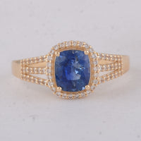 1.69 Ct Cushion Sapphire 9K Gold Ring