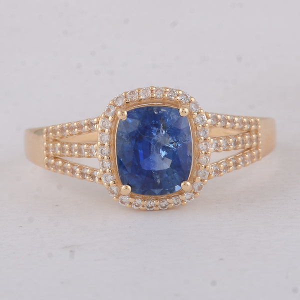 1.69 Ct Cushion Sapphire 9K Gold Ring