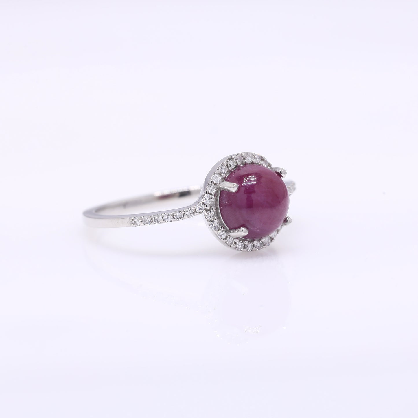 2.12 Ct Round Cabochon Cut Natural Ruby 950 Platinum Ring