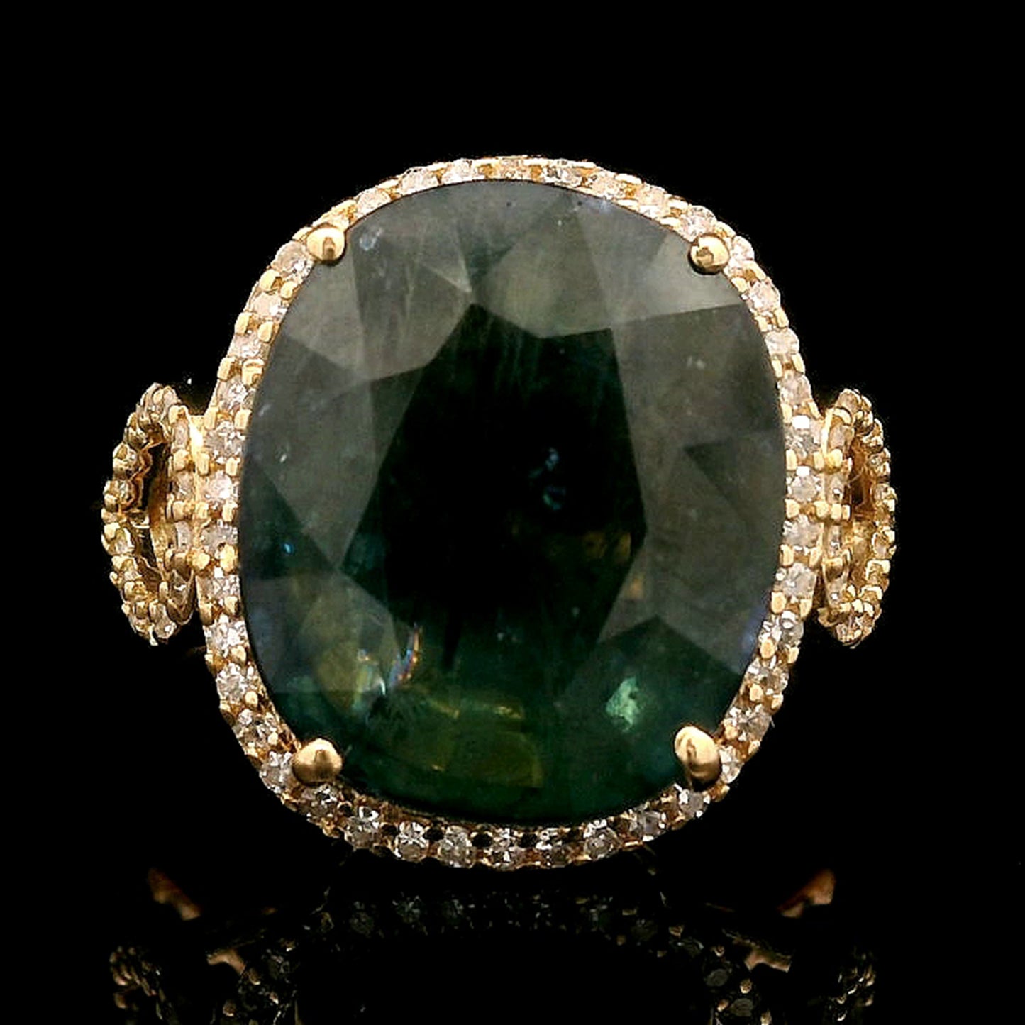8.95 Ct Oval Mixed Cut Natural Sapphire 14K Gold Ring