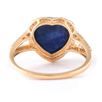 6.11 Ct Heart Cabochon Natural Sapphire 14K Gold Ring