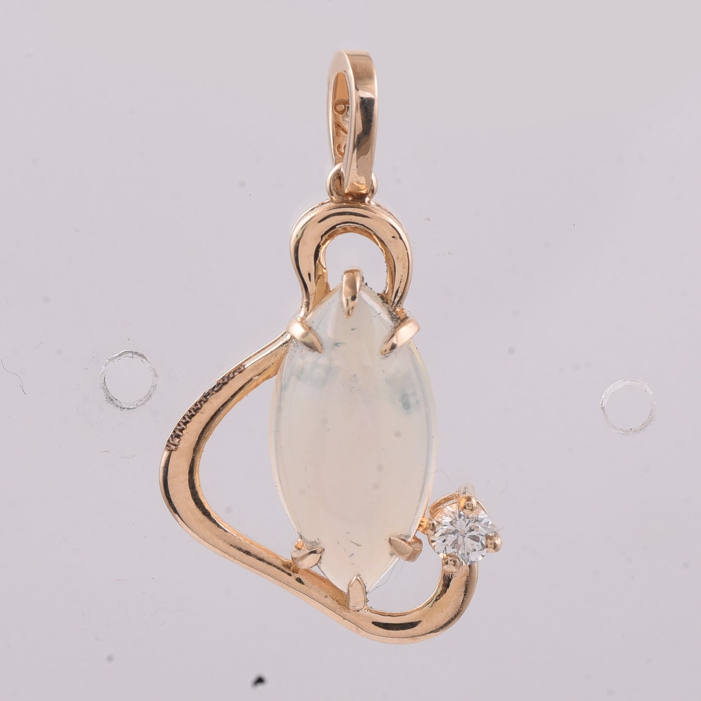 2.28 Ct Marquise Cabochon Cut Natural Opal 14K Gold Pendant