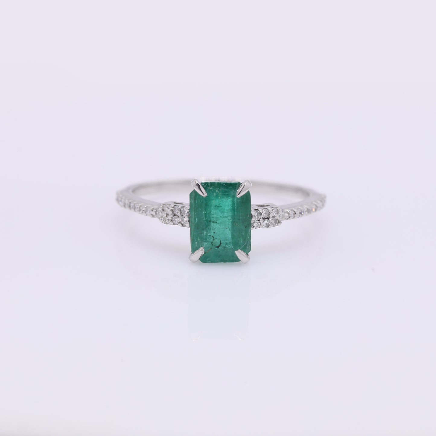 1.50 Ct Octagon Step Cut Natural Emerald 950 Platinum Ring