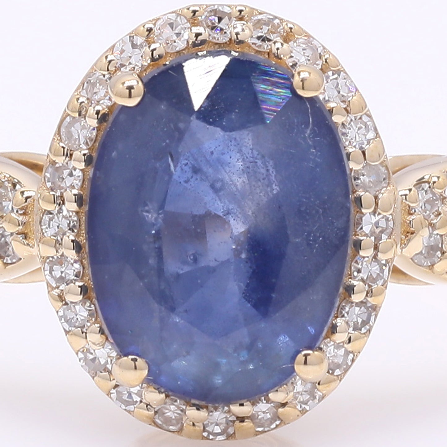 1.82 Ct Oval Mixed Cut Natural Sapphire 14K Gold Ring