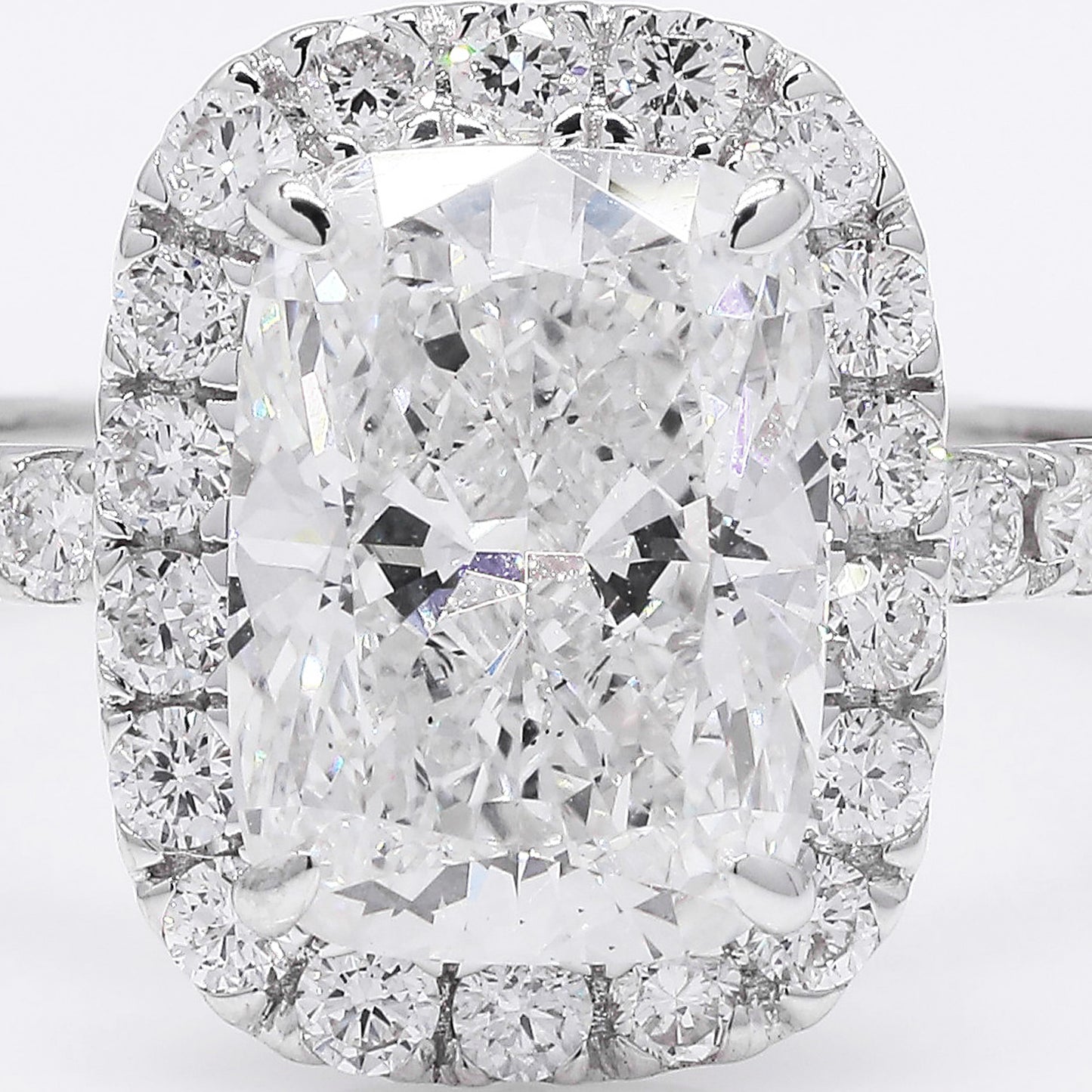 3.21 Ct Cushion Modified Brilliant Lab Grown Diamond 14K Gold Ring