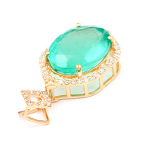 3.20 Ct Oval Natural Emerald 14K Gold Pendant