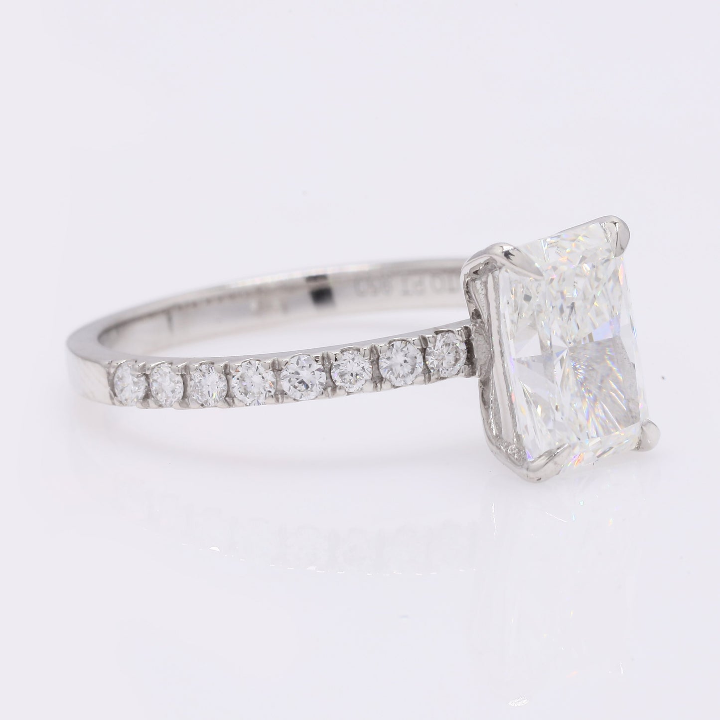 2.17 Ct Cut Cornere Rectangular Modifie Brilliant Lab Grown Diamond 950 Platinum Ring