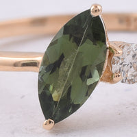 0.56 Ct Marquise Natural Green Tourmaline 14K Gold Ring
