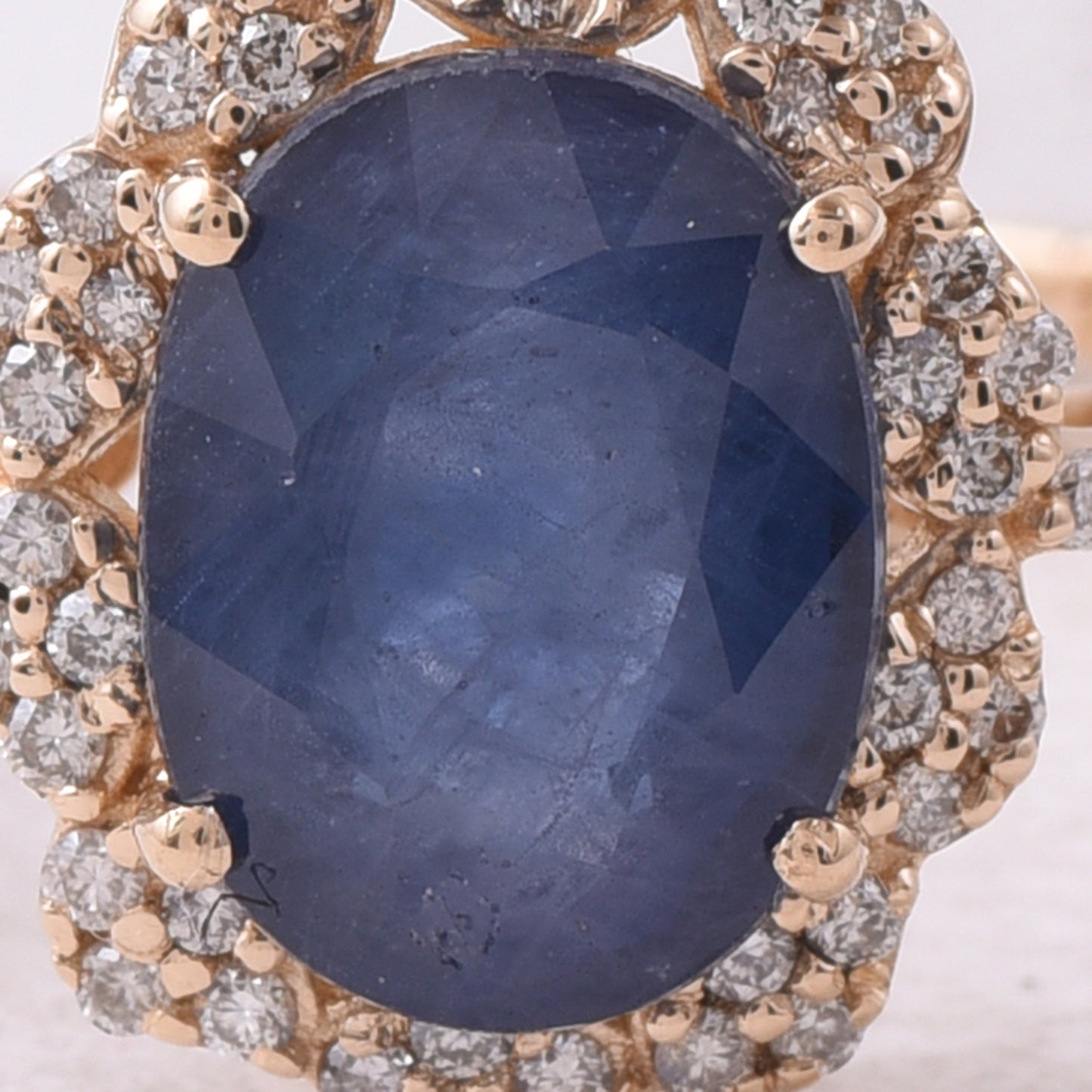 2.90 Ct Oval Mixed Cut Natural Sapphire 14K Gold Ring