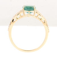 1.97 Ct Oval Mixed Cut Natural Beryl Emerald 14K Gold Ring