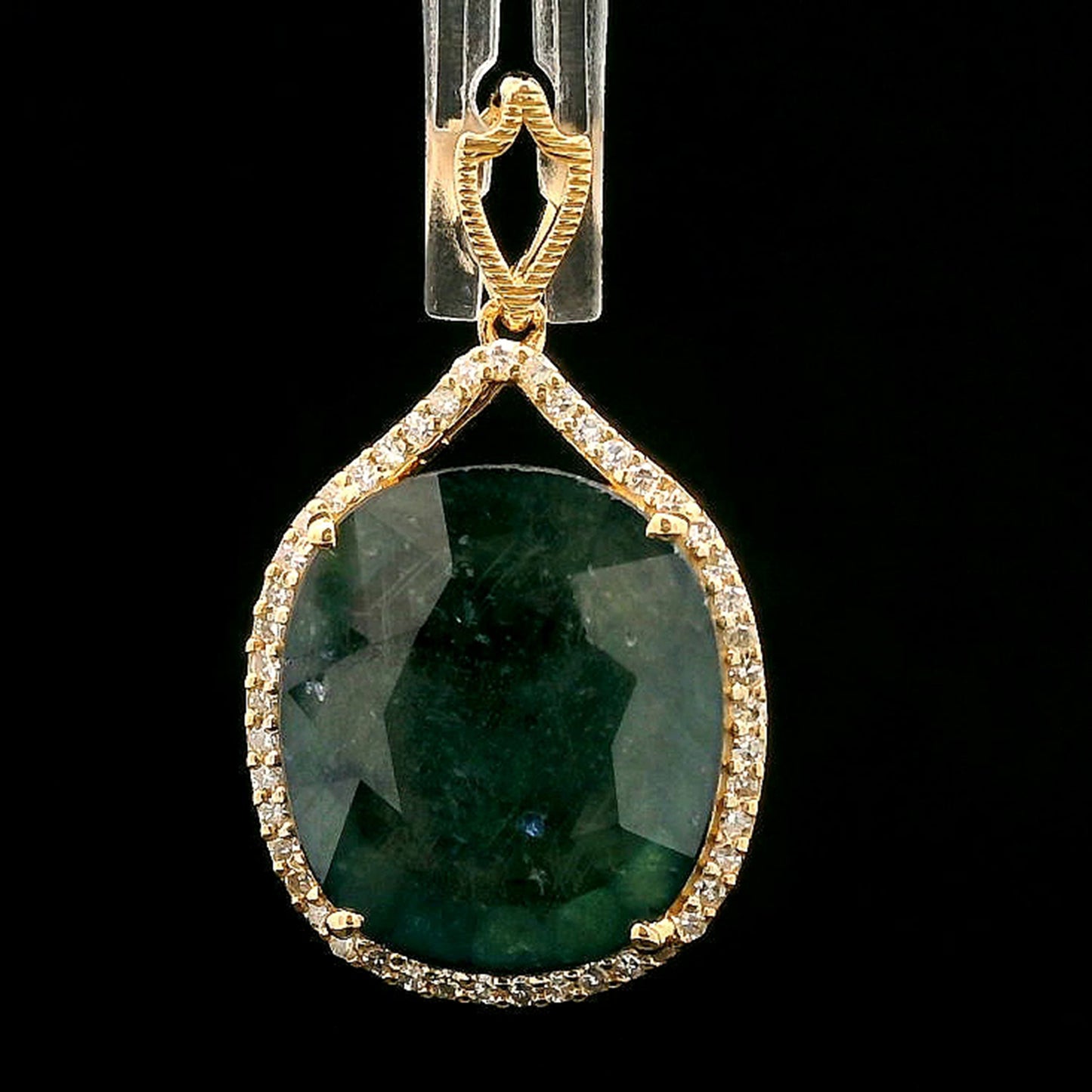 8.42 Ct Cushion Mixed Cut Natural Sapphire 14K Gold Pendant