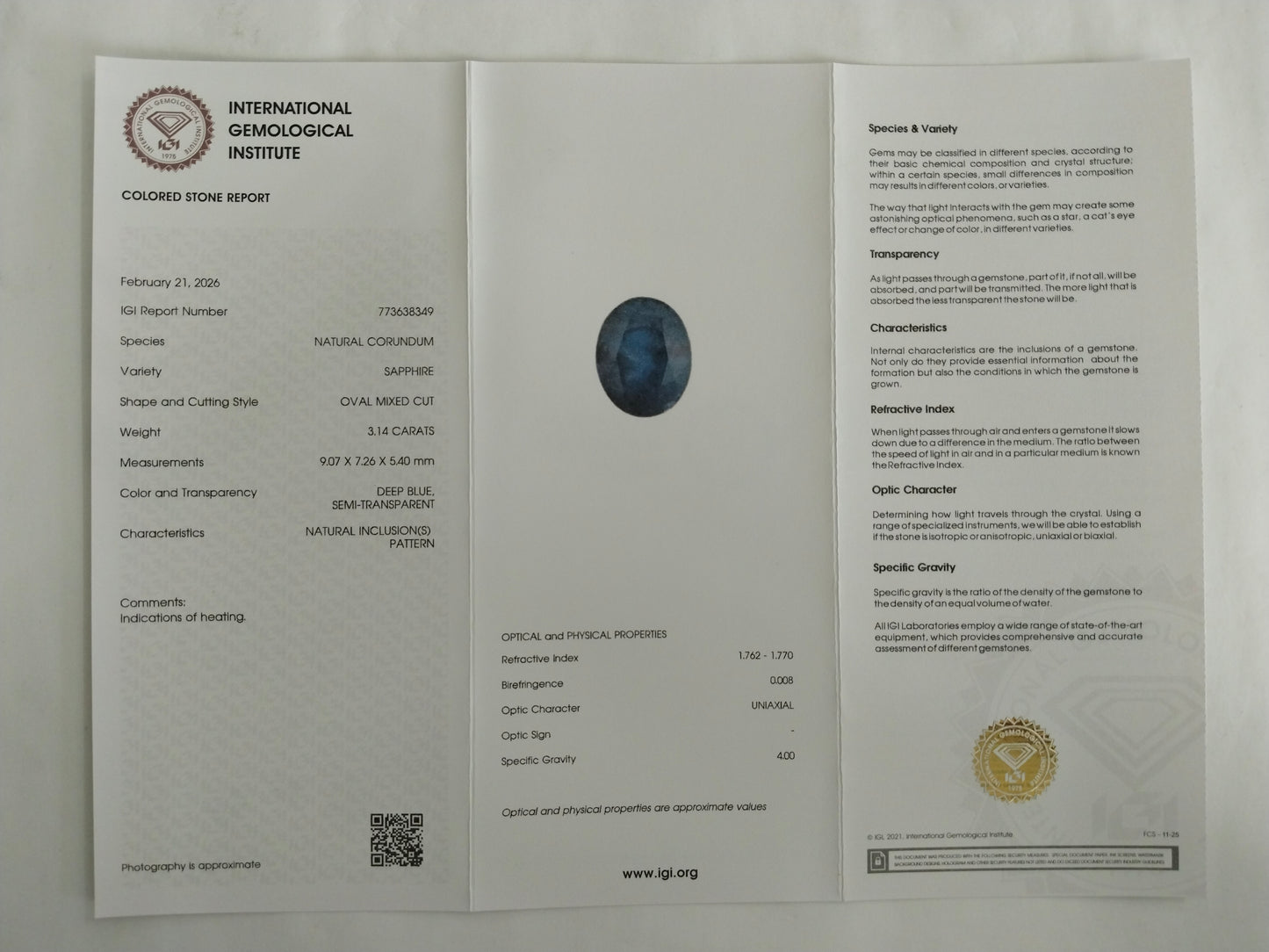 3.14 Natural Corundum Sapphire Oval Mixed Cut Gemstone