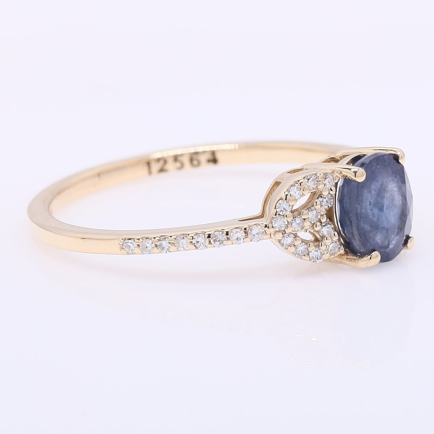 1.18 Ct Oval Mixed Cut Natural Sapphire 14K Gold Ring
