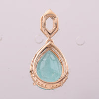 3.36 Ct Pear Mixed Cut Natural Emerald 14K Gold Pendant
