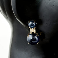 15.79 Carat Round Natural Corundum Sapphire 14K Gold Earrings