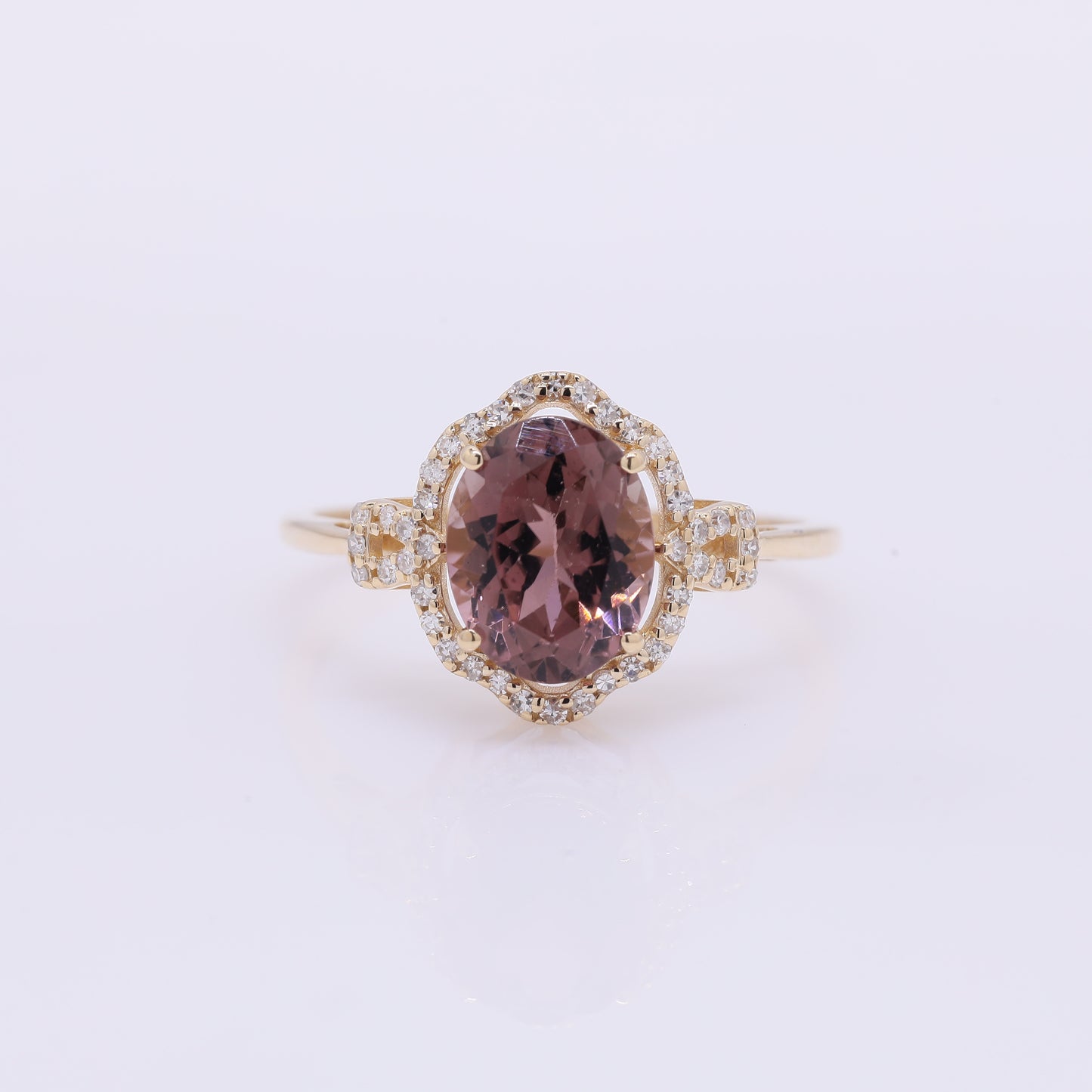 2.23 Ct Oval Mixed Cut Natural Tourmaline 14K Gold Ring