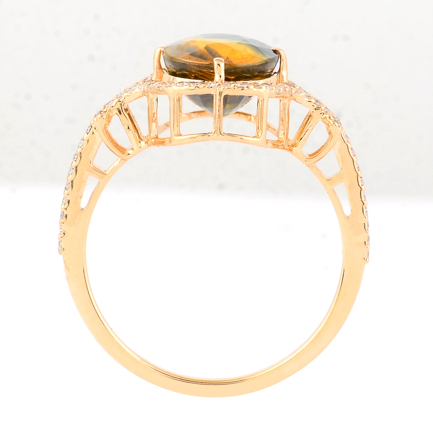 4.07 Ct Oval Mixed Cut Natural Bi Coloured Sapphire 14K Gold Ring
