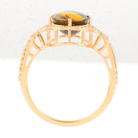 4.07 Ct Oval Mixed Cut Natural Bi Coloured Sapphire 14K Gold Ring