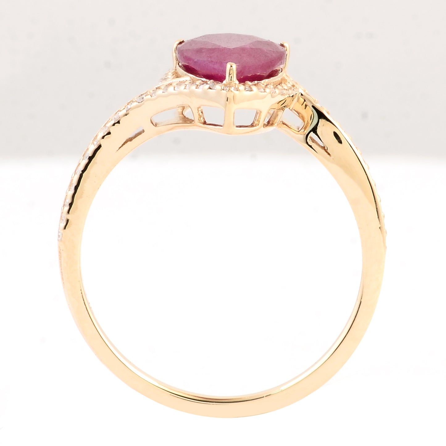2.11 Ct Pear Mixed Cut Natural Corundum Ruby 14K Gold Ring