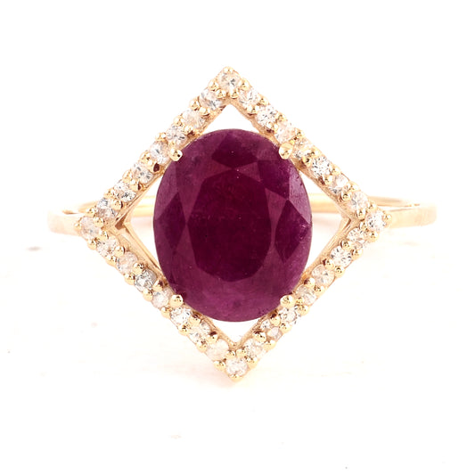 2.49 Ct Oval Ruby 14K Gold Ring