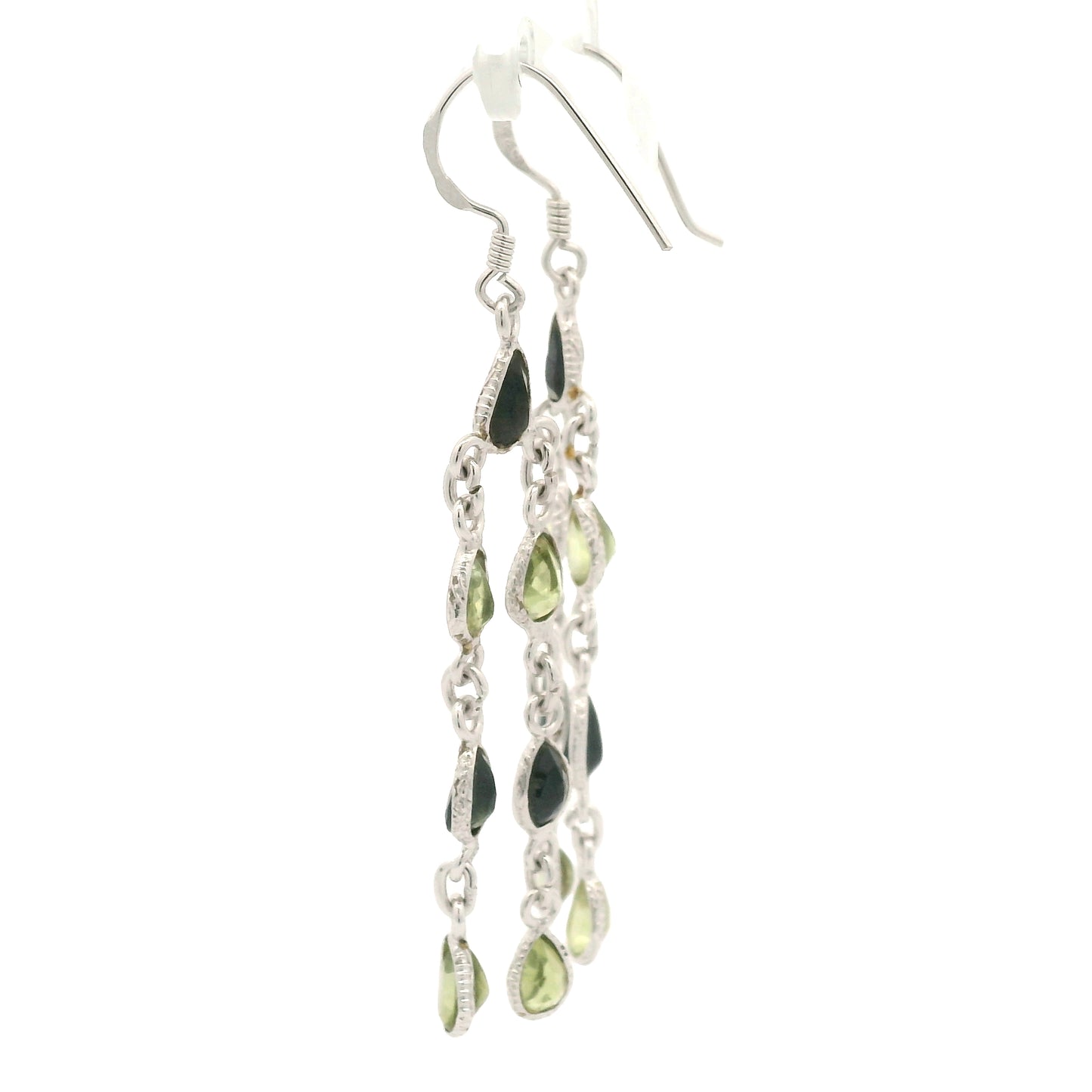 11.40 Ct Peridot, Sapphire 925 Sterling Silver Earrings