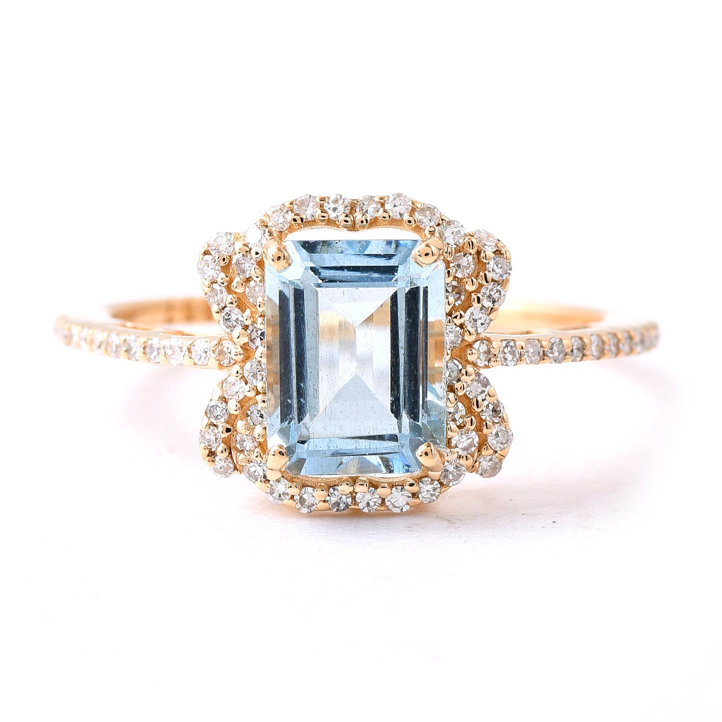 1.64 Ct Octagon Step Cut Natural Aquamarine 14K Gold Ring
