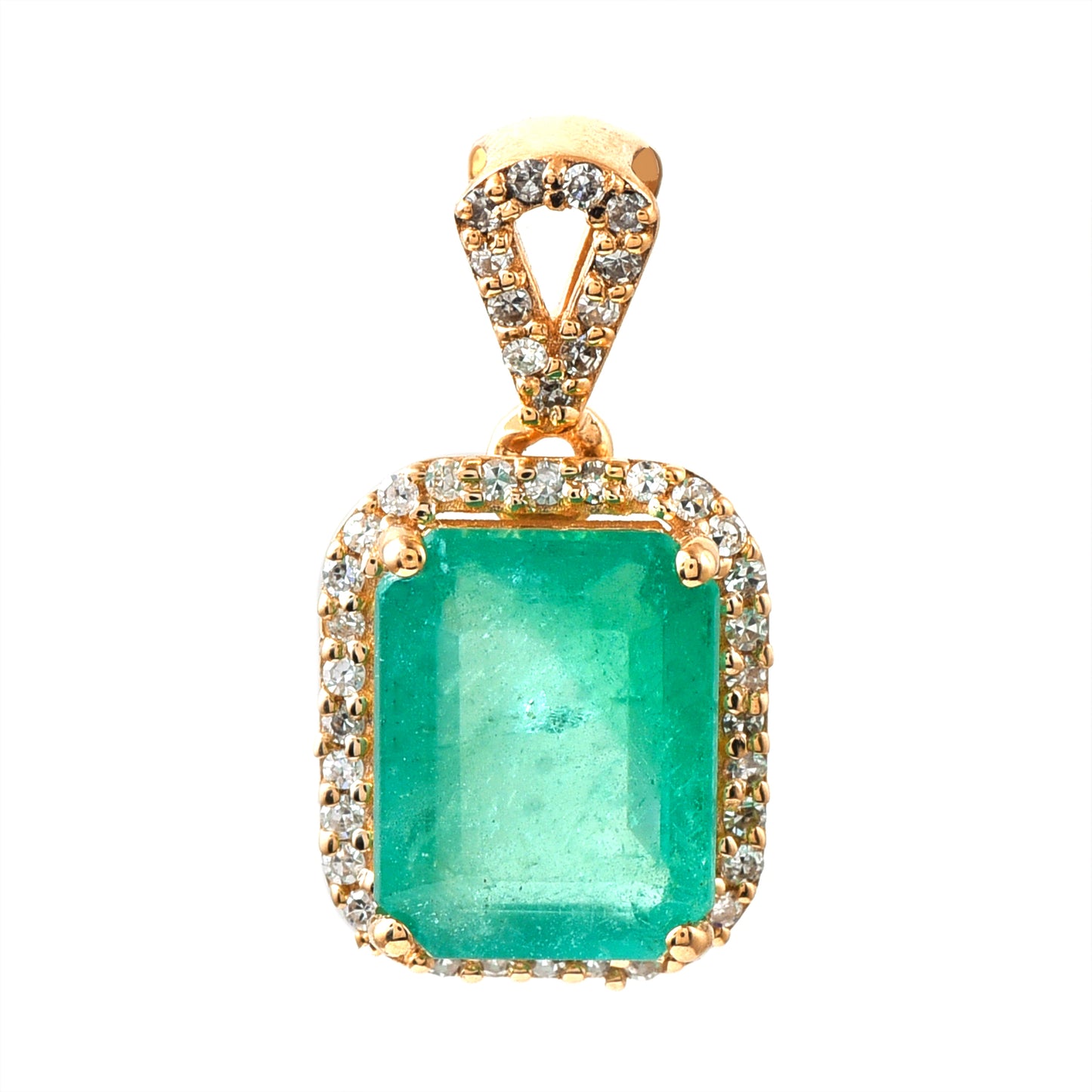 1.04 Ct Octagon Step Cut Natural Emerald 14K Gold Pendant