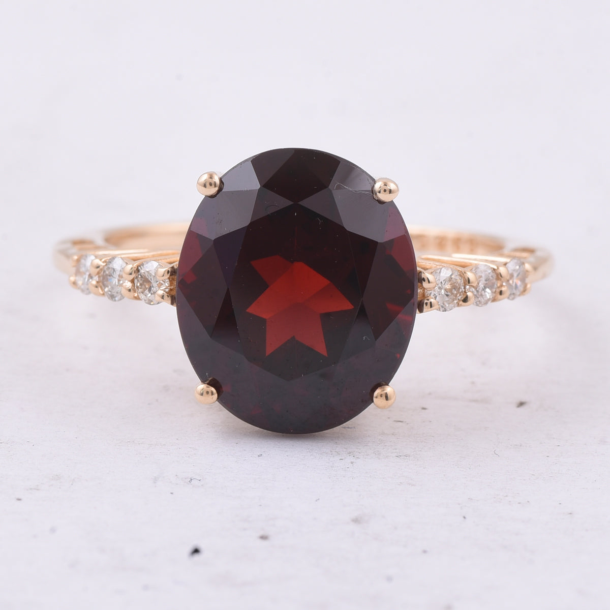 6.00 Ct Oval Natural Garnet 14K Gold Ring
