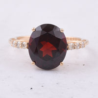 6.00 Ct Oval Natural Garnet 14K Gold Ring