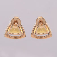 1.57 Ct Triangle Mixed Cut Natural Fire Opal 14K Gold Earrings